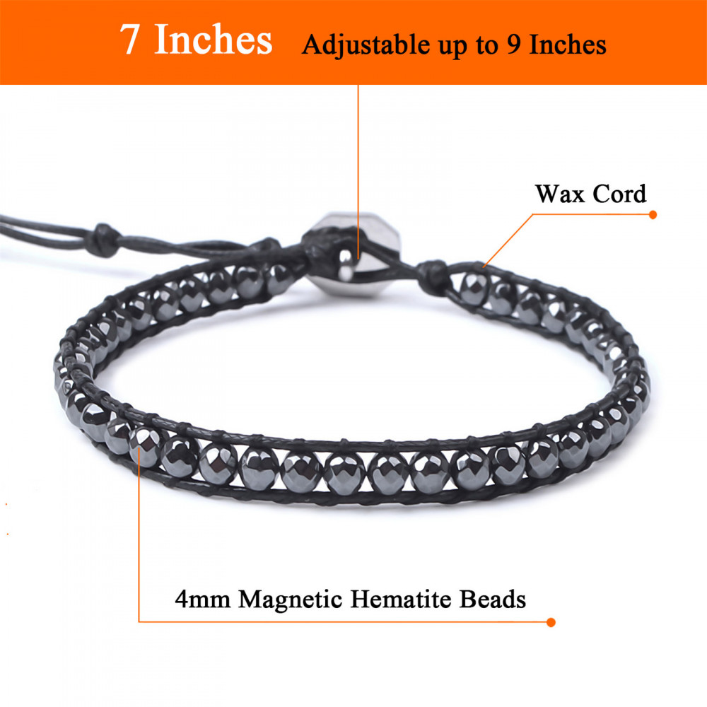 Morchic Magnetic Hematite Stone 4MM Faceted Beads Waterproof